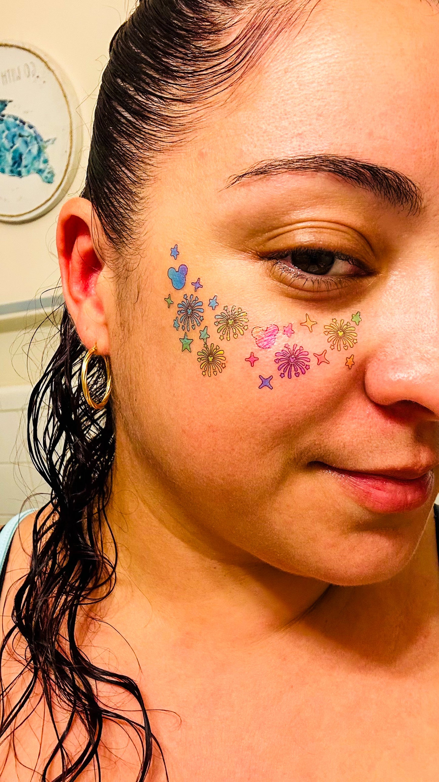 Rainbow Fireworks Face Freckle Temporary Tattoos