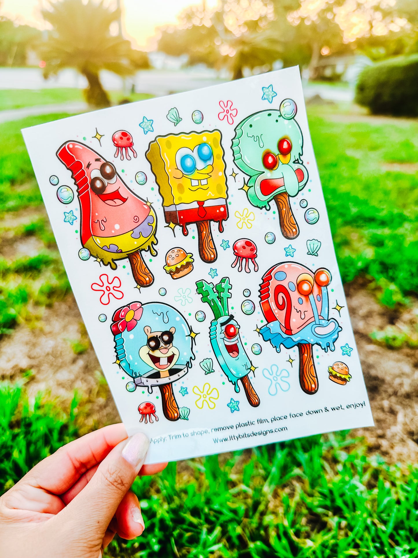 Bikini Bottom Popsicles Summer Fun Tattoo Pack