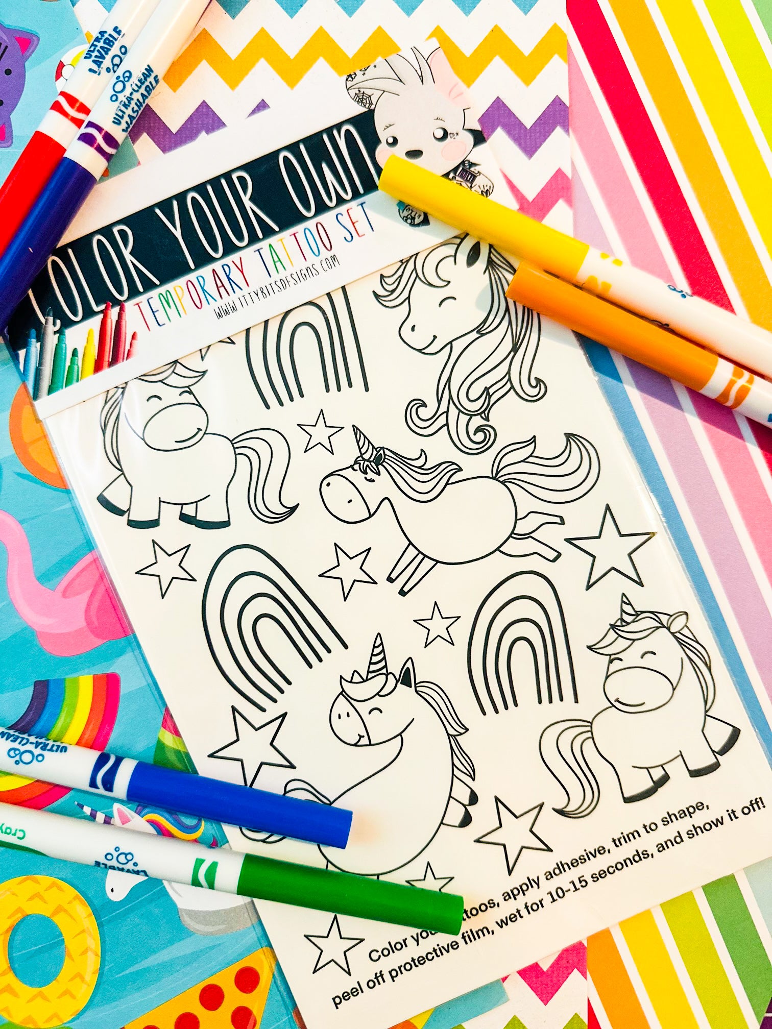 Color Your Own Temporary Tattoos Set - Itty Bits Designs