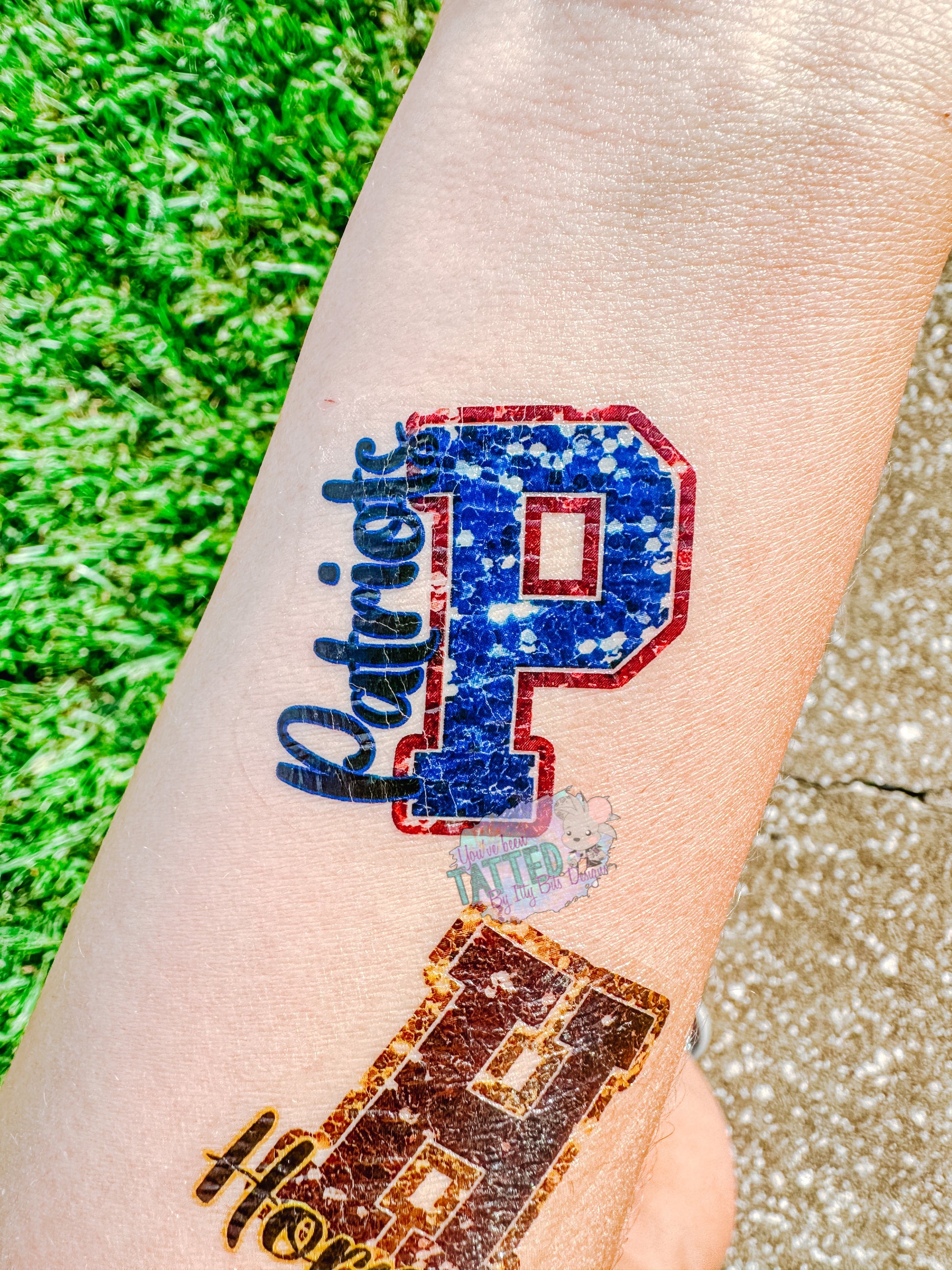 Custom FAUX Sequin Pattern Varsity Letter Tattoos - Sheet of 35 Tattoos - Itty Bits Designs