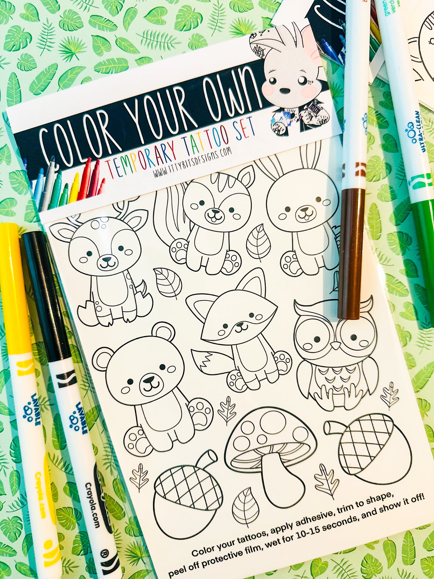 Color Your Own Temporary Tattoos Set - Itty Bits Designs