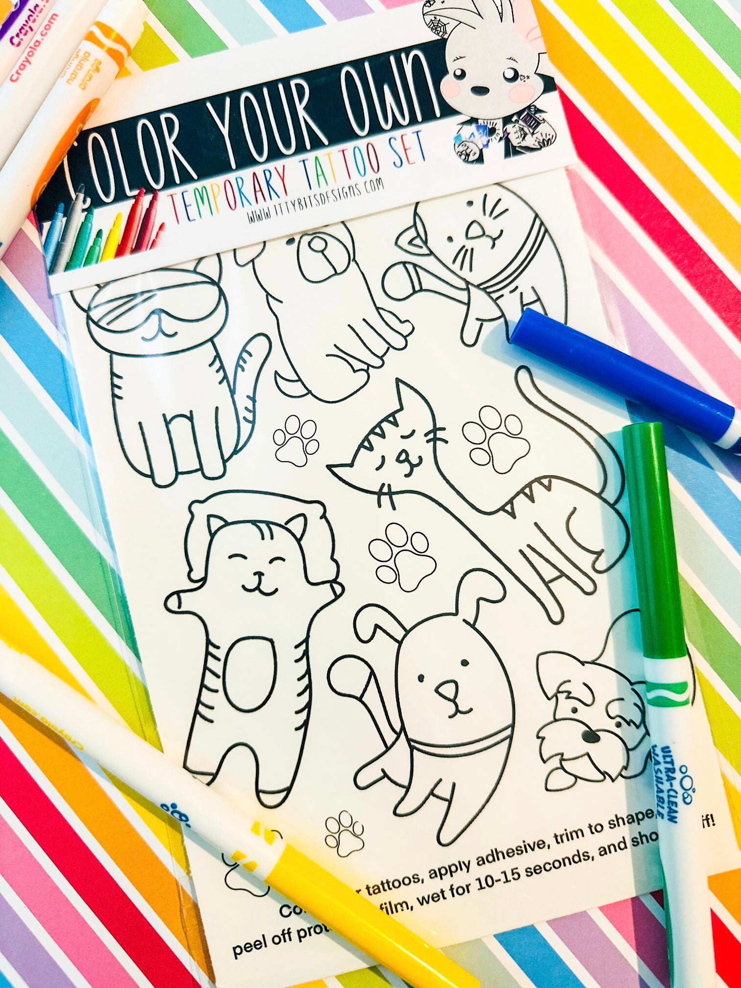 Color Your Own Temporary Tattoos Set - Itty Bits Designs