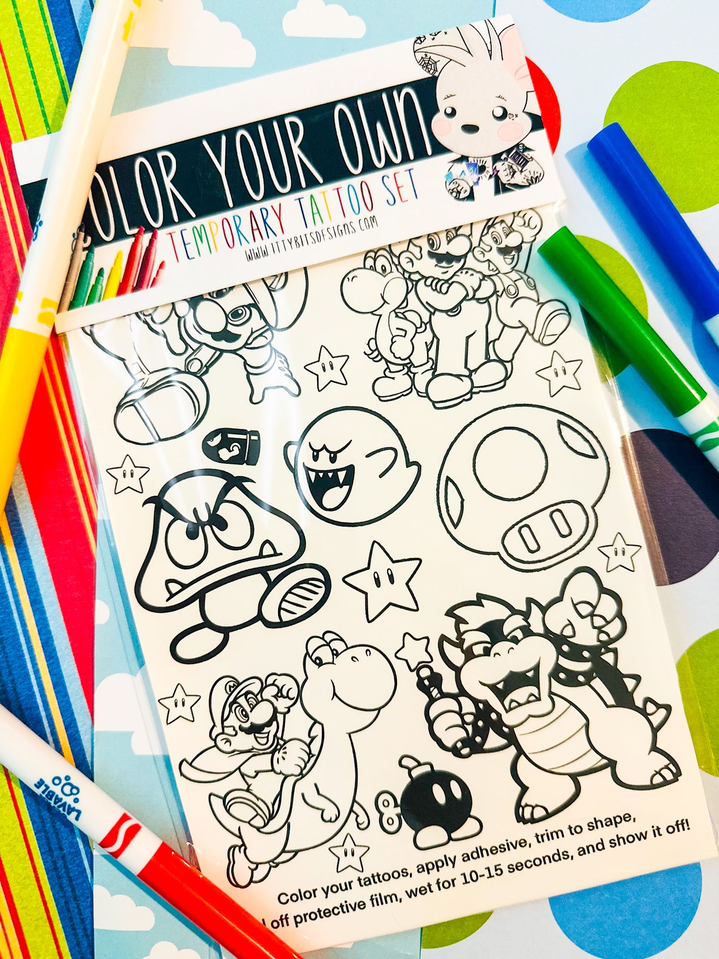 Color Your Own Temporary Tattoos Set - Itty Bits Designs