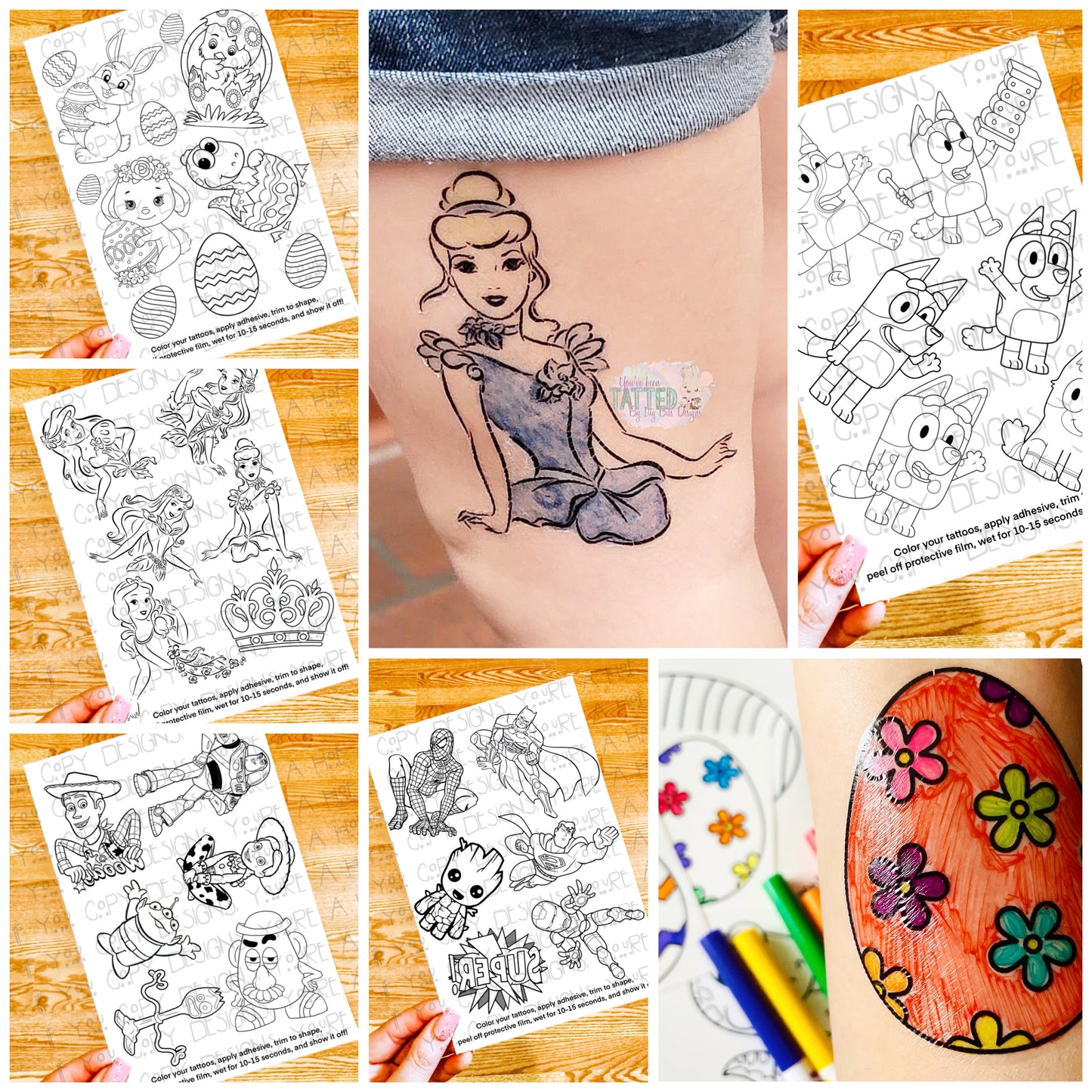Color Your Own Temporary Tattoos Set - Itty Bits Designs