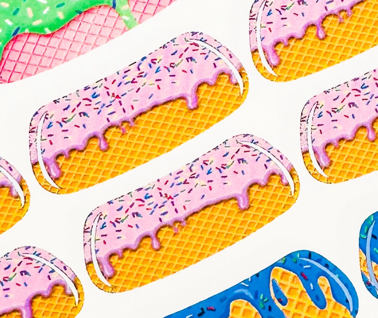 Ice Cream Drip Eyeblack Tattoos - Sheet of 24 Sets - Itty Bits Designs