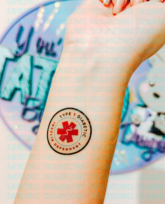 Diabetes Insulin Dependent Alert Temporary Tattoos