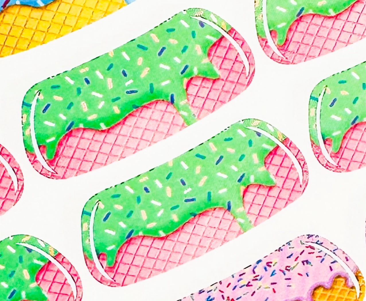 Ice Cream Drip Eyeblack Tattoos - Sheet of 24 Sets - Itty Bits Designs