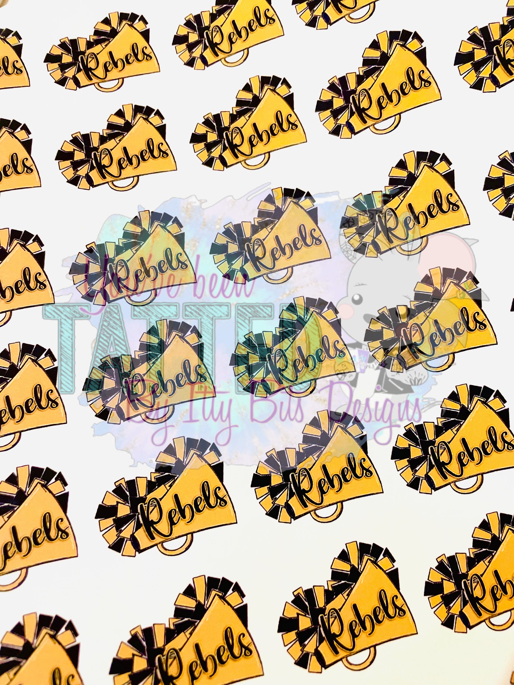 Custom Cheer Megaphone Tattoos - Sheet of 35 Tattoos - Itty Bits Designs