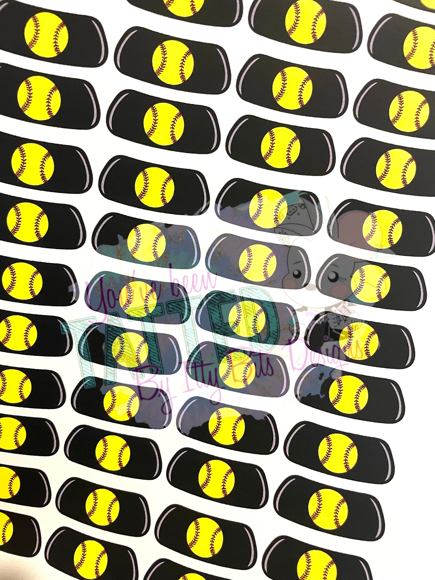 Black Softball Eyeblack Tattoos - Sheet of 24 Sets - Itty Bits Designs