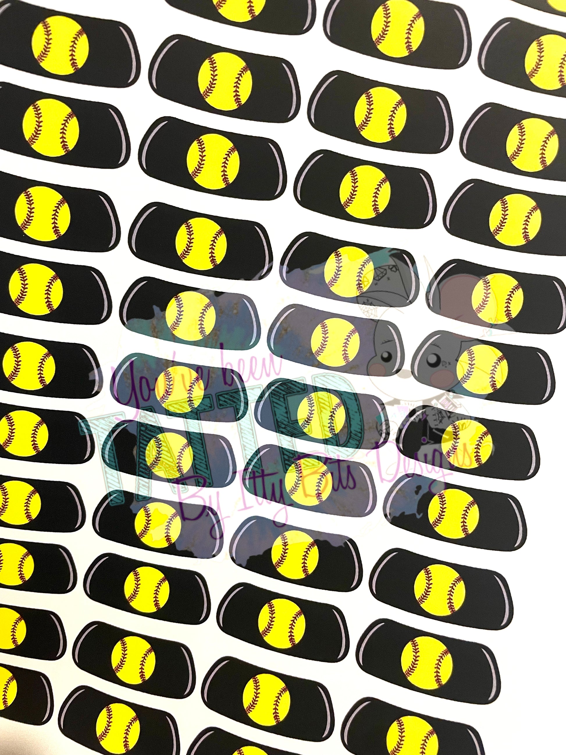 Black Softball Eyeblack Tattoos - Sheet of 24 Sets - Itty Bits Designs