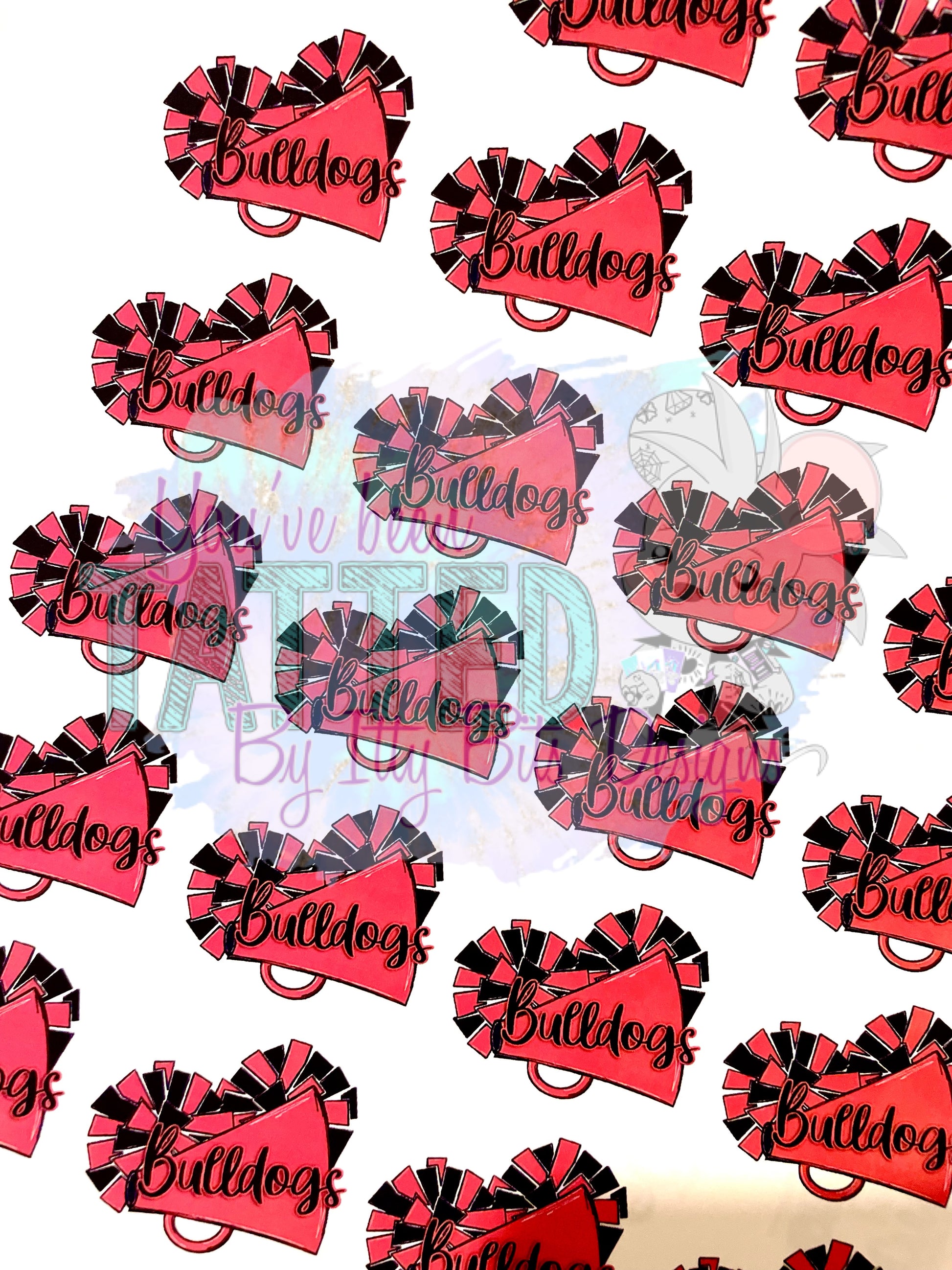 Custom Cheer Megaphone Tattoos - Sheet of 35 Tattoos - Itty Bits Designs